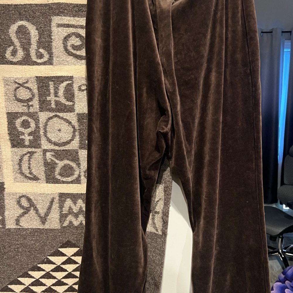 Lauren Ralph Lauren Brown Velvet Track Pants - Picture 4 of 4